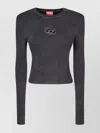 Diesel M-anchor-a Cropped Denim Sweatshirt With Cut-out Detail In Grey