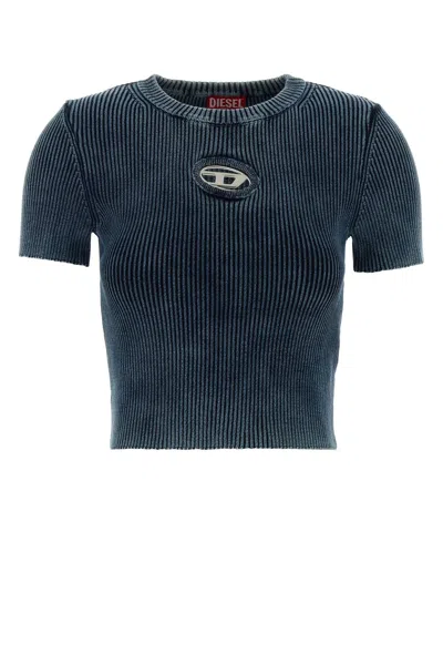 Diesel Anchor Motif 100% Cotton Sweater In Blue