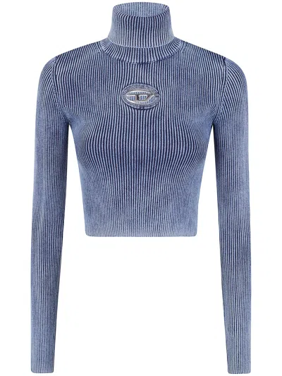 Diesel "anchor" Turtle Neck Sweater In Blue