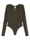 Diesel Fitted Green Long-sleeve Top In Brown