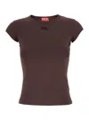 Diesel 'angie' Brown T-shirt With D-logo Plaque On The Front In Cotton Woman In Brown