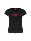 Diesel Women Black Stretch Cotton T-angie T-shirt In Black