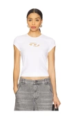 Diesel White T-shirt With Oval D Cut Out Detail In Stretch Cotton Woman In White