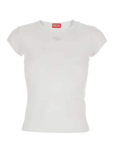 Diesel 'angie' White T-shirt With D-logo Plaque On The Front In Cotton Woman