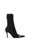 Diesel Denim Ankle Boots With Frontal Oval-d Logo In Black