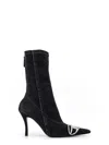 Diesel Denim Ankle Boots With Frontal Oval-d Logo In Black