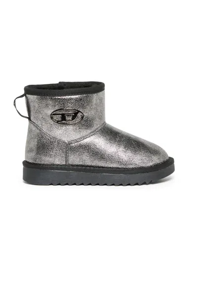 Diesel Ankle Boots With Logo In Silver