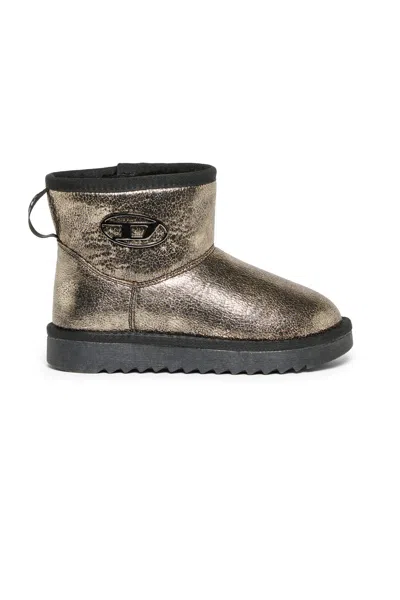 Diesel Ankle Boots With Logo In Gold