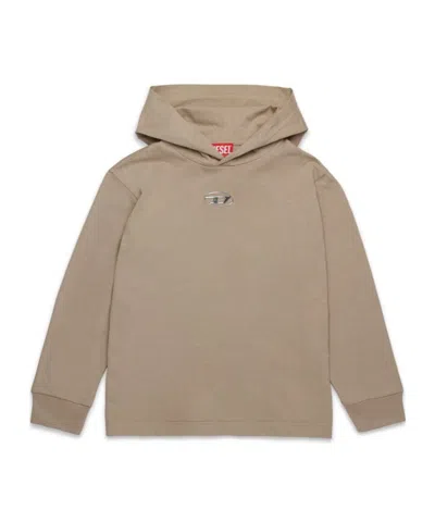 Diesel Appliqué-logo Hoodie In Light Brown