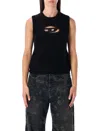 Diesel Tank Top With Cut-out Oval D Logo In Black