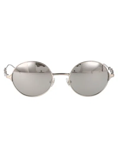 Diesel Argento Lucido Metal Sunglasses In Metallic