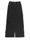 Diesel Stretch Cotton Cargo Jeans In Black