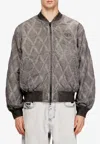 Diesel Argyle Quilted Bomber Jacket In Gray