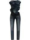 Diesel Black Sleeveless Jumpsuit With Cut-out On The Back In Cotton Blend And Tech Fabric Woman In Blue
