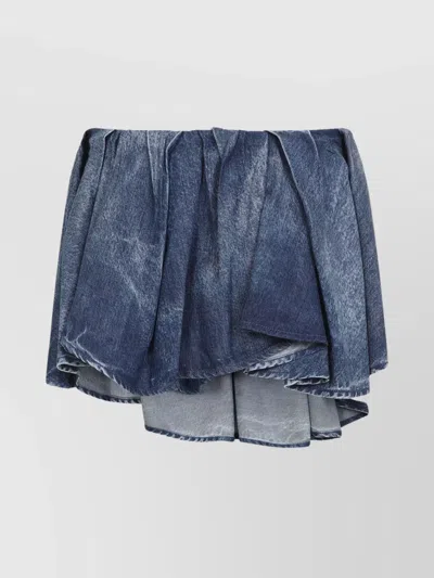 DIESEL ASYMMETRIC DRAPED MINI PLEATED SKIRT