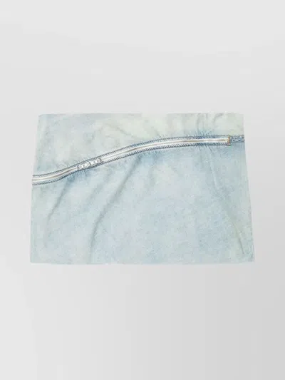 Diesel Asymmetric Faded Low Waist Zip Skirt In Blue