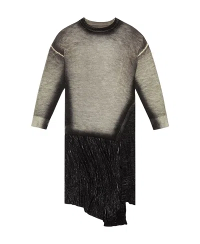 Diesel Asymmetric-hem Knitted Midi Dress In Black