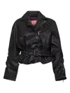Diesel Belted Jacket In Boiled Leather In Black