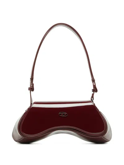 Diesel Asymmetric Plaque Shoulder Bag In Red