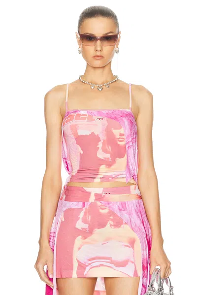Diesel Asymmetric Tank Top In Fuschia