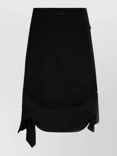 Diesel Asymmetric Wrap Midi Skirt Tie Detail In Black