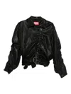 Diesel Asymmetric-zip Belted Leather Jacket In Black