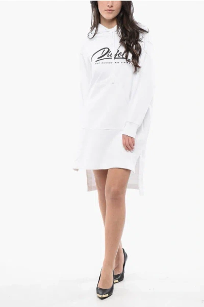 Diesel Asymmetrical Cut D-ilse Italico Sweat Dress With Side Split In White