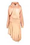 Diesel Asymmetrical Dress In Peach With Hood In Orange
