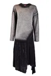 Diesel Double Fabbric Kimolos Dress With Gradient Effect In Grey