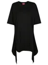 Diesel Asymmetrical Hem Black Tunic With Side Ties In Black
