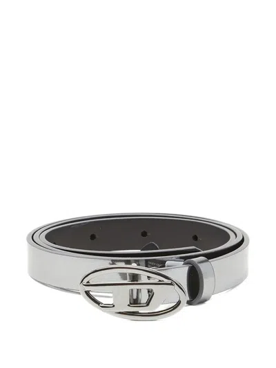 Diesel B-1dr 15 Logo-plaque Belt In Gray