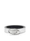 Diesel Oval D Logo B-1dr Buckle Belt In Silver