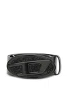 Diesel B-1dr 2.0 Full Rocks Leather Belt In Black