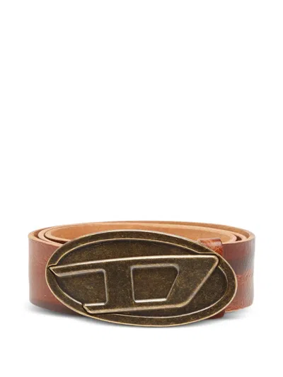 Diesel B-1dr 2.0 Oval-plaque Belt In Brown