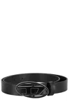 Diesel B 1dr 25 Black Leather Belt With Distinctive Logo Buckle In Black