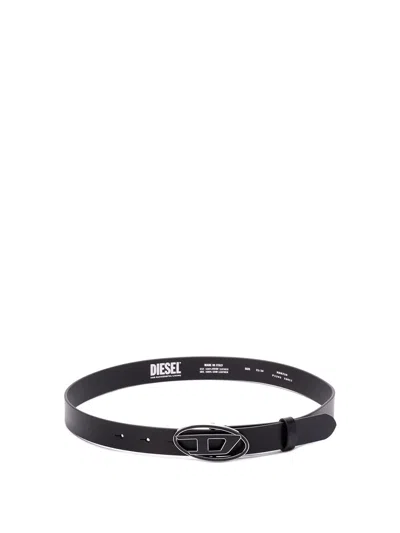 Diesel `b-1dr 25` Belt With Enamelled Buckle In Black