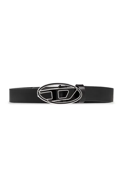 Diesel B-1dr 25 Logo Buckled Belt In Black