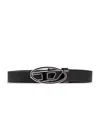 Diesel B 1dr 25 Black Leather Belt With Distinctive Logo Buckle
