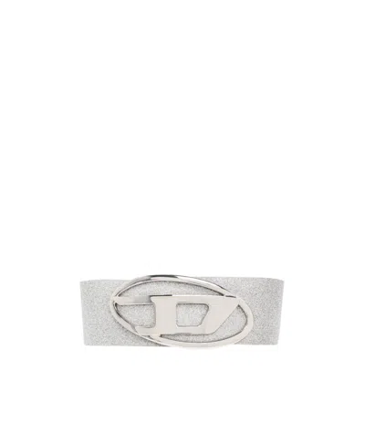 Diesel B-1dr 80 Glitter-embellished Wide Belt In White