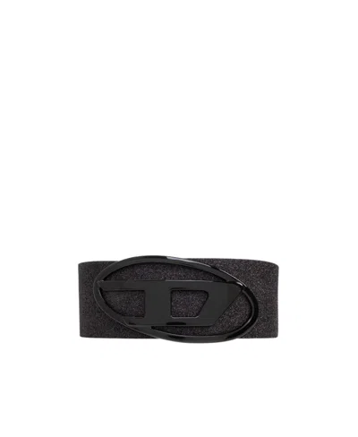 Diesel B-1dr 80 Glitter Wide Belt In Black