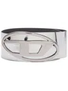 Diesel B-1dr 80 Metallic-effect Belt In Silver