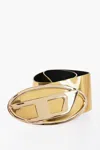 Diesel B-1dr 80 Oval Belt With Mirror Effect In Gold
