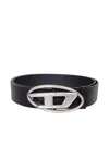 Diesel B-1dr Leather Belt In Black