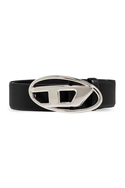 Diesel B-1dr Leather Belt In Black