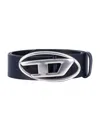 Diesel B-1dr Leather Belt In Black