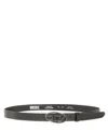 Diesel Black Leather Belt With Oval D Buckle In Black