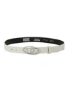 Diesel White Belt With Logo Buckle In Silver