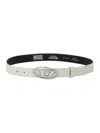 Diesel White Belt With Logo Buckle In Silver