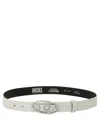 Diesel White Belt With Logo Buckle In White