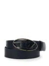 Diesel 'b-1dr' Black Belt With Oval D Buckle In Leather Man In Black